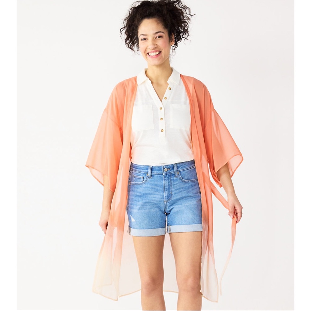 NWT Sonoma Ombre Belted Kimono Coral Size OS